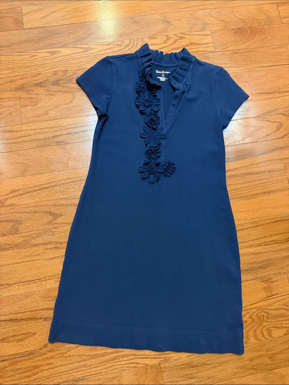 Lilly Pulitzer Navy Floral Appliqué Short Dress